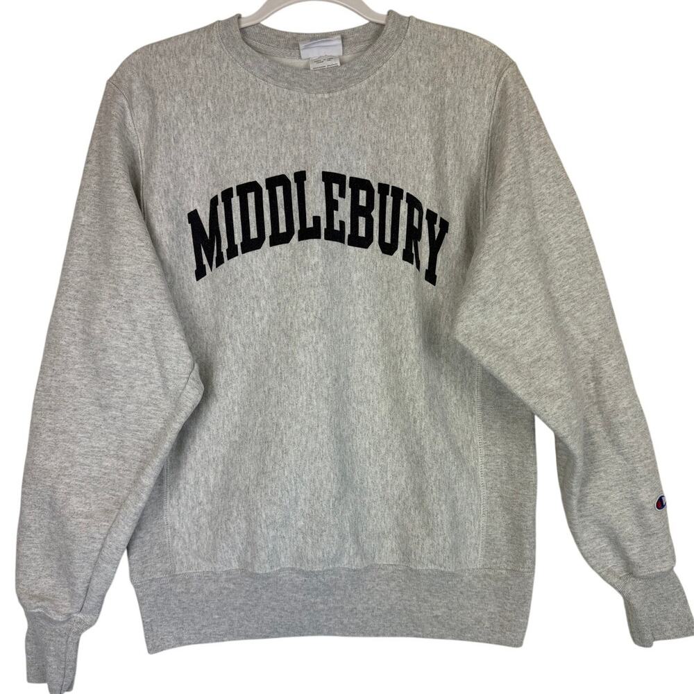 Champion Reverse Weave Middlebury Crewneck Sweatshirt Unisex Size S Gray College - Picture 2 of 6